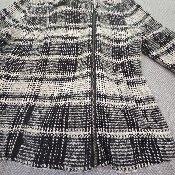 Lucky Brand Black Plaid Moto Knit Sweater Women's Size Medium Jacket Harper Y2K - Picture 9 of 16